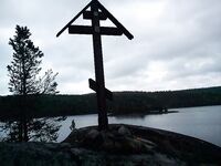 Карелия, Малый Медведок — крест на острове и «дышащее» болото