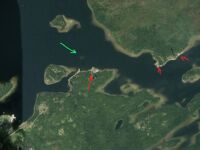 Стоянки и корга на схеме, красные и зелёные метки понятны