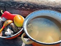 Чупа, Пежостров — штиль к вечеру, пена, восток разогнал до трёх метров, ведро трески и бафф