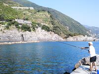 Лигурия, Рапалло: реклама «divieto di pesca», кефаль у пенсионеров и капризное море