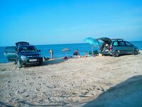 Таганрожский залив: донка с бутылкой на пляже