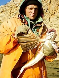 «Вот такая зверюга»: короткая встреча с морским колючим гостем на камнях