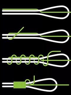 Схема узла для эстера: белый флюр, зелёный эстер, 13-14 оборотов туда и обратно