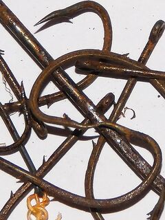 Морские крючки — ржавеют быстро, промывка спасает частично; конгера стараются отпускать