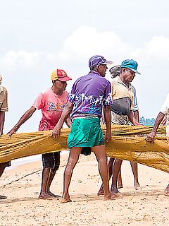 Шри-Ланка, океанский берег: тяжёлый труд артелью — не шоу для туристов