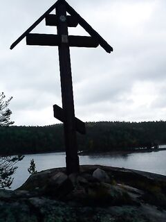 Карелия, Малый Медведок — крест на острове и «дышащее» болото