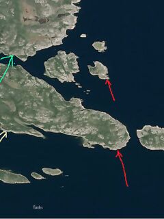 Карта-подсказка: красное — места ловли, зелёное — червя копать, жёлтое — изба