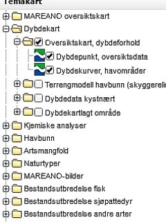 Норвегия - карты глубин и течений, как включать слои