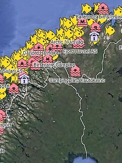 Карта баз и кемпингов Норвегии с поиском по районам