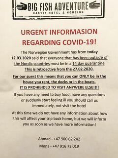 Карантин в Норвегии и пауза для морской рыбалки