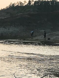 Кипр в августе: трава у кромки и первый обход дамбы