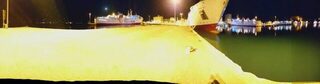 Италия, остров Эльба: морская рыбалка с берега в порту Портоферрайо ночью за ставридой