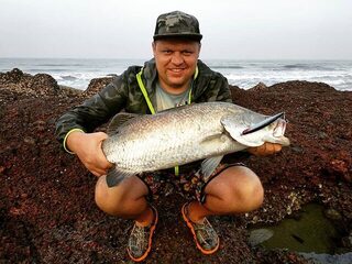 Индия, Гоа: морская рыбалка с камней Ашвема на воблеры в утренний прилив