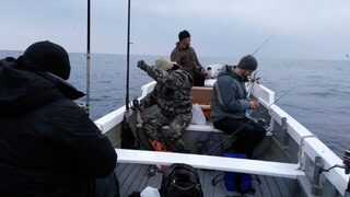 Лодка в Крыму на 55 метрах, кальмар и пикша 30 см