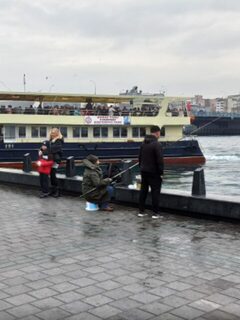 Стамбул, Турция: морская рыбалка у моста на отводной поводок при течении
